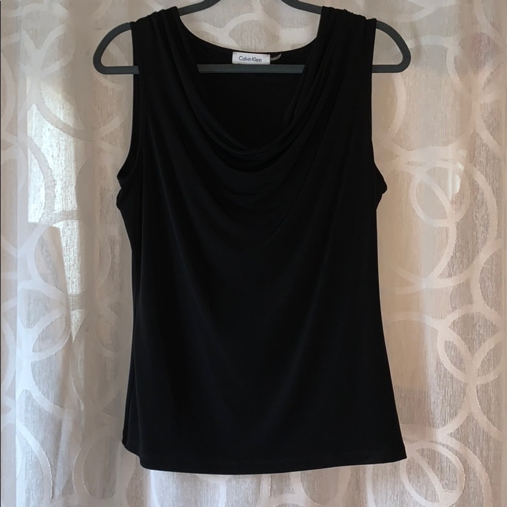 Black Calvin Klein top w/ draped neckline